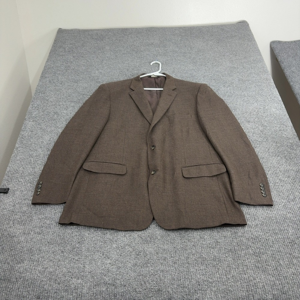 Jos A Bank Blazer Mens 48L Brown Wool Herringbone Two Button Double Vent Formal